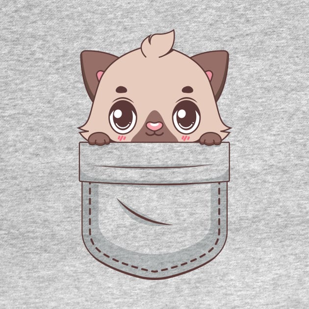 Kawaii kitten in pocket design by GazingNeko